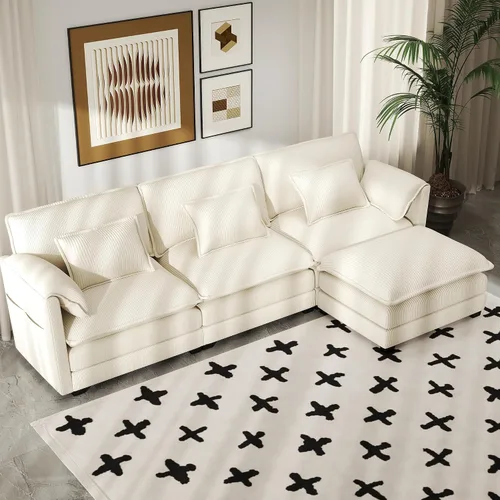 Vista 21 de Real Relax 145'' Sofá seccional modular, sofá convertible de 4 plazas con chenilla, 8 almohadas y 2 reposabrazos para sala de estar, oficina