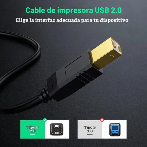 Vista 3 de Cable de impresora de 3 pies - Cable USB A a USB B compatible con HP, Canon, Brother, Samsung, Dell, Epson, Lexmark, Xerox y más