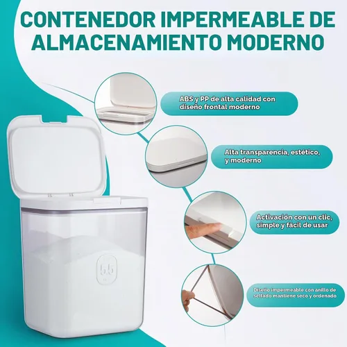Vista 6 de Contenedor de polvo de lavandería de gran capacidad con tapa emergente