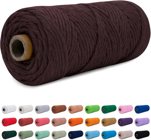 Vista 8 de CAMAL Cordón de macramé de 0.157 in x 109 yardas (328.1 ft), cuerda de algodón de color para tejer, manualidades, colgar en la pared, proyectos