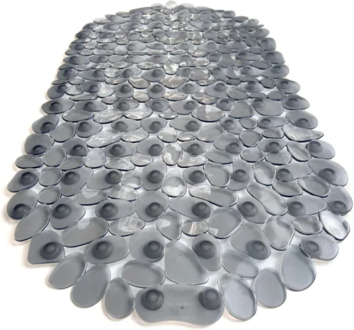 Vista 51 de Alfombra antideslizante para bañera y ducha "Pebbles" de 27 x 14 pulgadas, ovalada, no tóxica, segura, limpia, lavable a máquina, agarre y drenaje