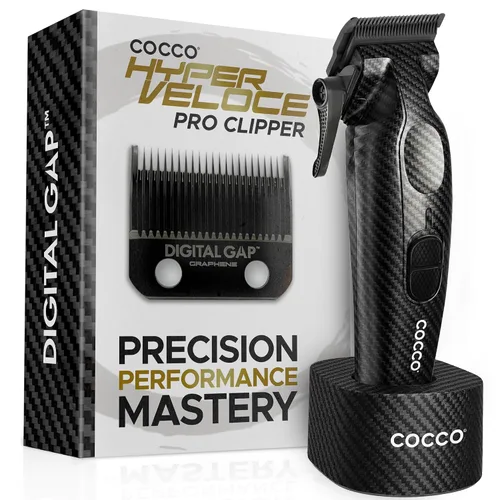 Vista 14 de Cocco Hyper Veloce Pro Clipper, Digital Gap Ambassador Graphene Taper Blade Profesional Clipper, Motor BLDC de alto par, totalmente metálico
