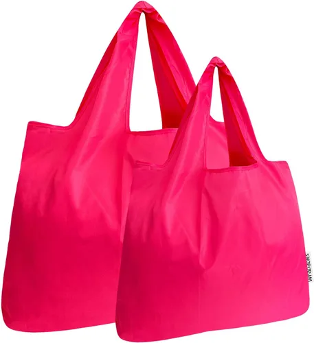 Vista 8 de allydrew Bolsas de comestibles reutilizables de nailon plegables grandes y pequeñas, juego de 2
