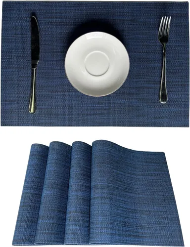 Vista 18 de WAZAIGUR Juego de 4 manteles individuales para mesa de comedor, resistentes al calor, lavables, manteles individuales de vinilo tejido, fáciles