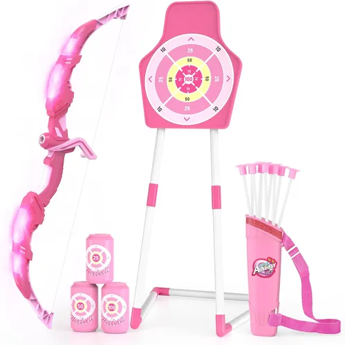 Vista 12 de Bow and Arrow Set for Kids, 2-Pack LED Light Up Archery Set for Boys Girls Azul y verde