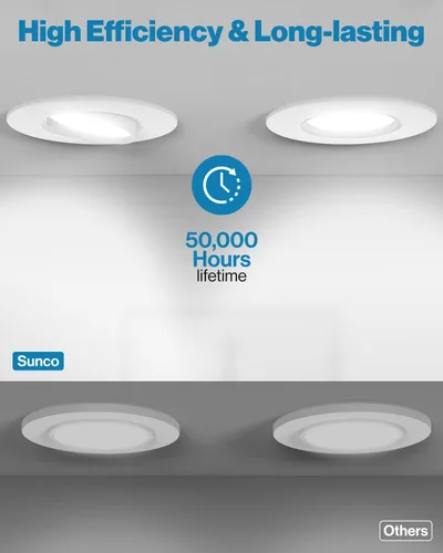 Vista 11 de Sunco - Luz empotrable LED cardán de 6 pulgadas, ángulo ajustable, 12 W = 3000K Blanco Cálido