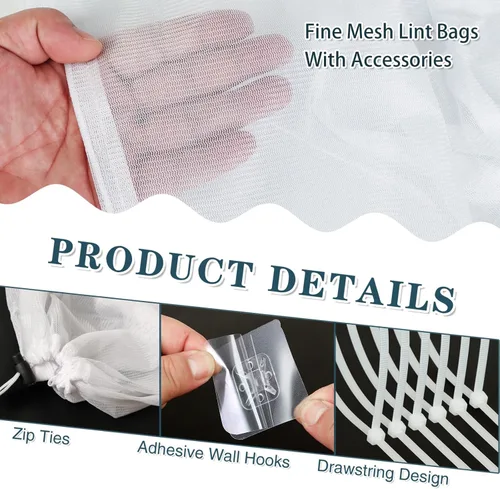 Vista 3 de Juego de 4 bolsas para atrapar pelusas de ventilación de secadora, trampa recolectora de pelusa y bolsa de filtro para atrapar pelusa y polvo, kit