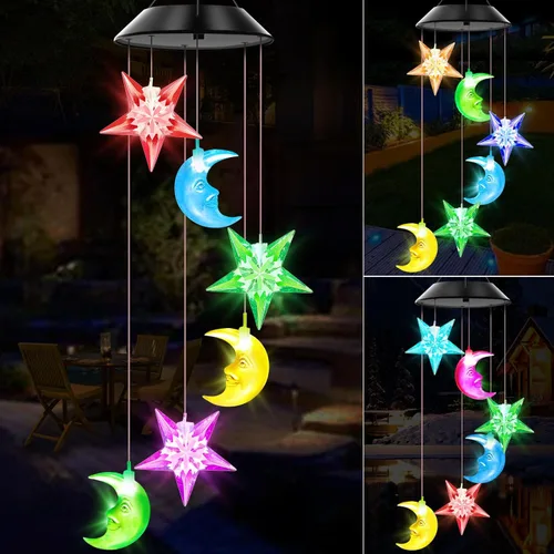 Vista 11 de Campanillas de viento solares para exteriores, luces que cambian de color, regalo para mujeres, mamá, abuela, hermana, mejores regalos, campanillas
