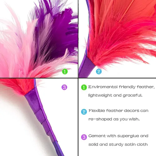 Vista 3 de AGITATESAND Diadema de plumas para tocado de boa para fiesta boda sala de belleza tocado