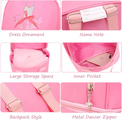 Vista 5 de Dorlubel Linda mochila de baile de ballet tutú vestido bolsa de baile con llavero para niñas