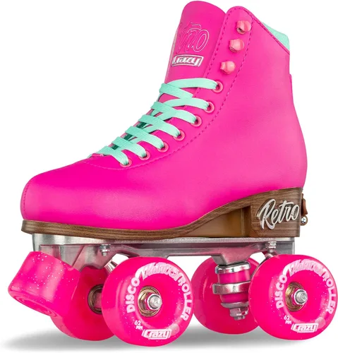 Vista 11 de Crazy Skates Retro Roller Skates Adjustable or Fixed Sizes Classic Quad Skates for Men, Women and Girls Negro (ajustable)