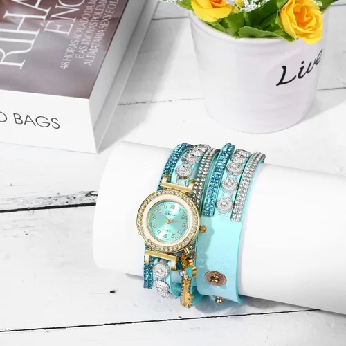 Vista 5 de Avaner Reloj de pulsera bohemio para mujer, reloj de cuero multicapa, reloj de cuarzo con diamantes de imitación para mujer