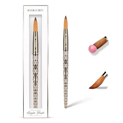 Vista 15 de Kiara Sky Pincel Acrílico #8 - Negro 100% Puro Kolinsky Mango de Corte de Cristal y Resistente al Acetona