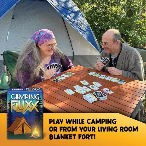 Vista 5 de Looney Labs - Juego de cartas de camping Fluxx - Diversión de verano, aventura al aire libre, perfecto para viajes de campamento familiares y noches