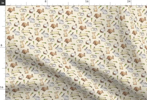 Vista 3 de Spoonflower Tela – Conejos conejo mascota zanahoria lindo animal impreso en tela de gasa cuarto gordo – costura moda vestidos decoración del hogar