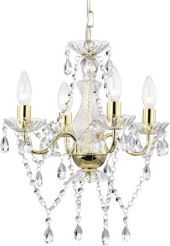 Vista 15 de LaLuLa Mini Lámpara de Araña con Cristales de Acrílico Lámpara de Araña Rosa de 4 Luces Lámparas de Araña Modernas para Dormitorio y Habitación