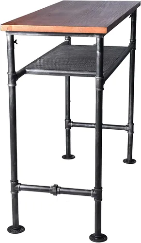 Vista 7 de Mesa de bar de 47 pulgadas de alto, mesa de bar de altura de barra, mesa de bar para sofá, mesa de centro rectangular para cocina y comedor, tubo