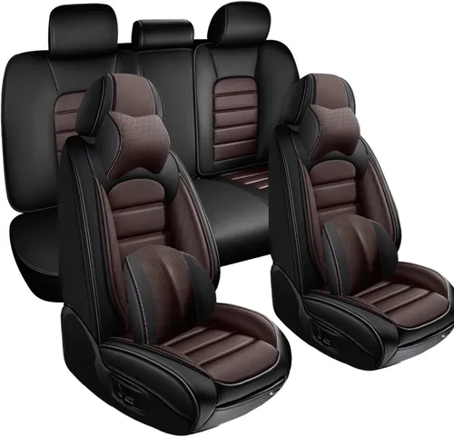 Vista 10 de Fundas de asiento para GMC Canyon 2004-2024, 2 fundas de asiento de automóvil de cuero, fundas protectoras de asiento impermeables, fundas