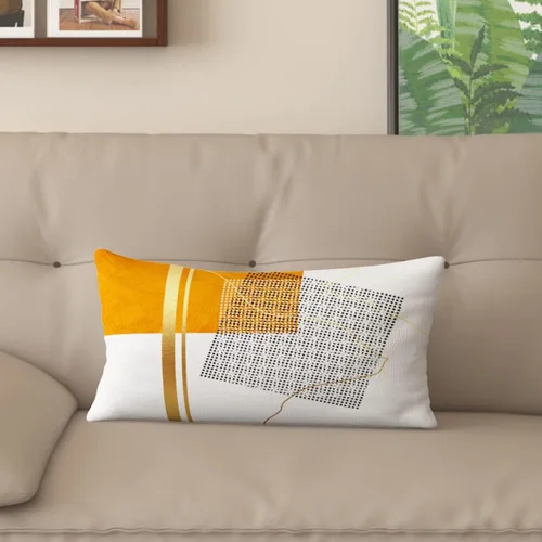 Vista 14 de Funda de almohada decorativa para sofá de sala de estar, patrón impreso de doble cara, funda de cojín naranja geométrica abstracta estilo nórdico