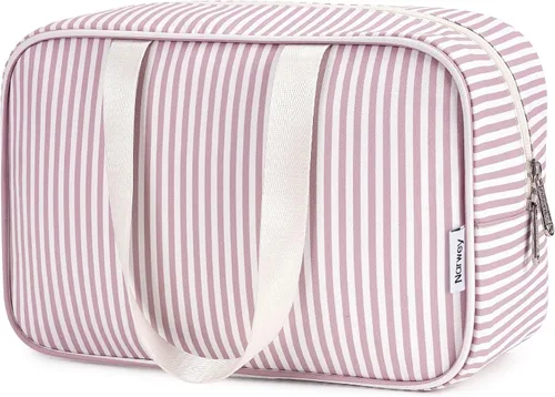 Vista 18 de Narwey Neceser de tamaño completo, bolsa de cosméticos grande, bolsa de maquillaje de viaje, organizador para mujeres y niñas, A-Negro, L, Bolsa