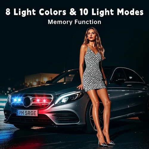 Vista 2 de 8 unidades de luces estroboscópicas LED inalámbricas con control remoto, 8 colores impermeables anticolisión, luz de advertencia LED de carga USB