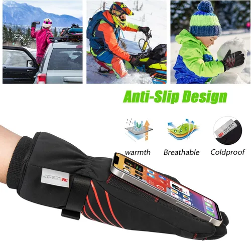 Vista 6 de MOREOK Waterproof & Windproof -10F Winter Gloves for MenWomen, 3M Thinsulate Thermal Gloves Touch Screen Warm Gloves for