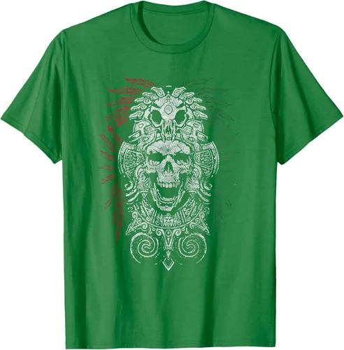 Vista 4 de Camiseta de Calavera Azteca con máscara Mayas Calavera Azteca, Negro