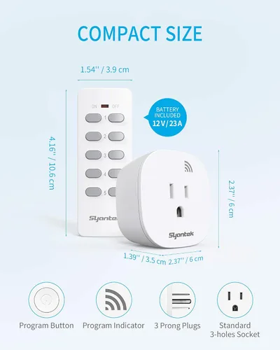 Vista 8 de Tomacorriente con Control Remoto Interruptor de Luz Inalámbrico para Electrodomésticos, Kit de Interruptor de Luz Remoto Expandible, Alcance