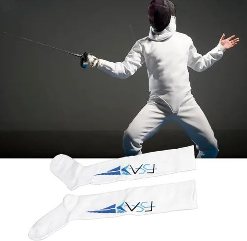 Vista 2 de Atyhao Medias de esgrima, calcetines de esgrima transpirables de algodón peinado grueso que absorben el sudor, elásticos para entrenamiento
