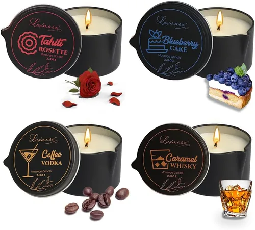 Vista 10 de Vela de spa con aceite esencial de cera de soja orgánica con infusión de aceite de masaje para parejas, vela perfumada para el hogar