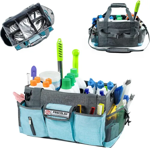 Vista 17 de Organizador de Limpieza para Suministros de Limpieza con Bolsillos para Artículos Esenciales de Limpieza del Hogar, Organizador de Limpieza, Bolsa