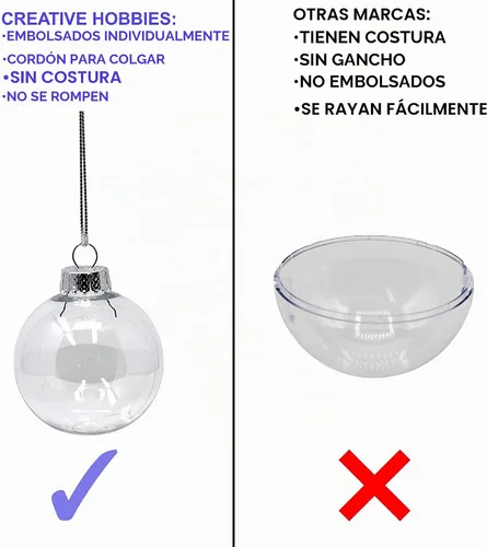 Vista 7 de Creative Hobbies® - Paquete de 25 piezas de adornos redondos de plástico transparente de 2.638 in (2-5/8 pulgadas) - Ideal para manualidades