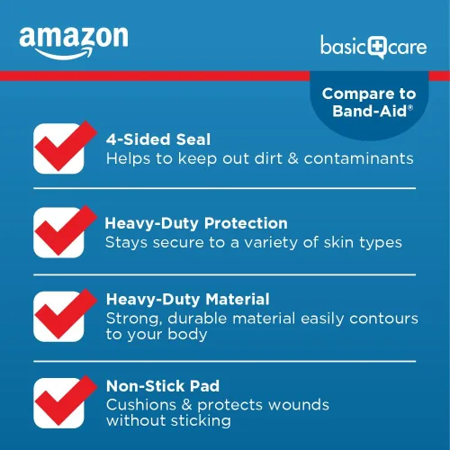 Vista 5 de Amazon Basic Care Vendas adhesivas de tela resistente, suministros de primeros auxilios y cuidado de heridas, talla única, 100