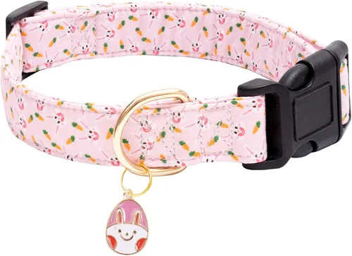 Vista 10 de Faygarsle - Collar de algodón para perros, collar de diseñador para hembras, tamaños pequeños, medianos y grande, diseño de flores con dijes de Beige