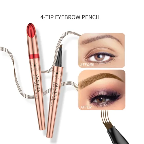 Vista 6 de Lápiz de cejas negro Liquid Microblading. Resistente al agua, de larga duración, natural, pluma de cejas con punta de horquilla de 4 puntos