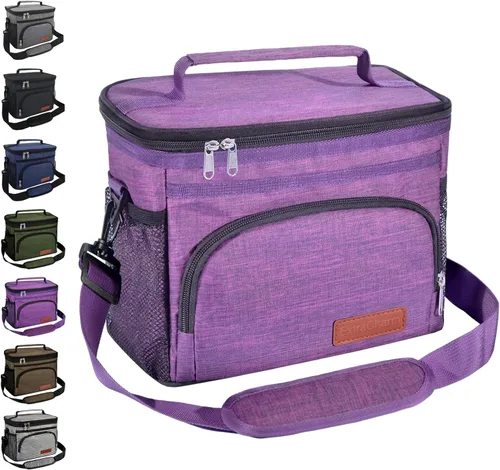 Vista 9 de ExtraCharm Lonchera aislada para mujeres/hombres, reutilizable, para la oficina, pícnic, senderismo, playa, hielera hermética con organizador