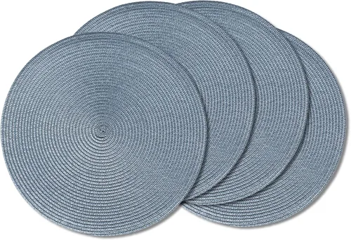 Vista 34 de AHHFSMEI Juego de 6 manteles individuales redondos trenzados de 15 pulgadas para mesas de comedor, tejido natural, resistentes al calor, color beige