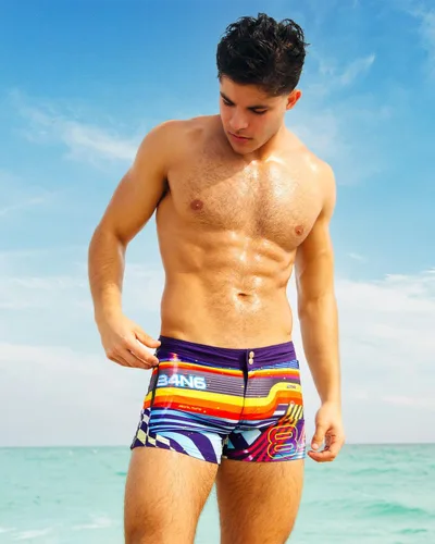 Vista 61 de Bang Men's Swimwear - Beach Shorts - Stretchy Quick-Dry All-Use Premium Swimsuit Trunk Square Cut