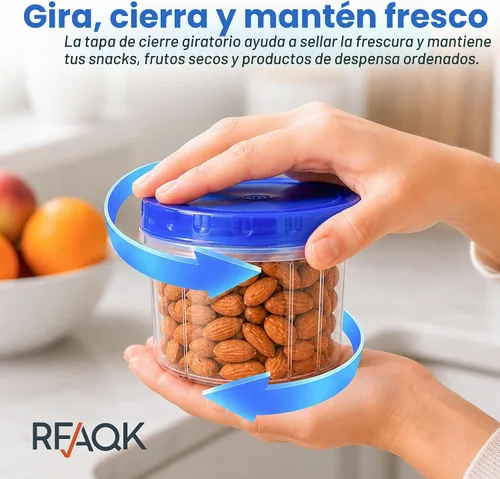 Vista 4 de RFAQK Contenedores de almacenamiento para congelador con tapas, 12 recipientes de plástico de 16 onzas con 12 tapas de rosca, recipientes