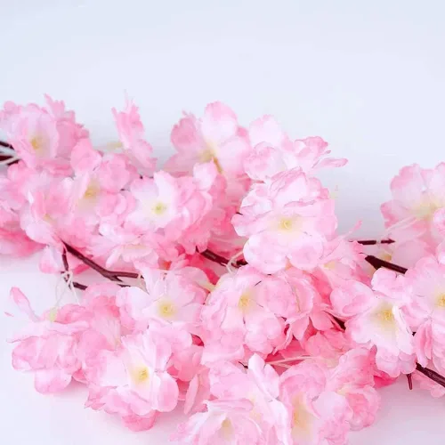 Vista 5 de Hermosa flor artificial rosa, gran simulación, árbol de cerezo artificial, flor de seda, árboles de cerezo artificiales, rosa claro, para interiores