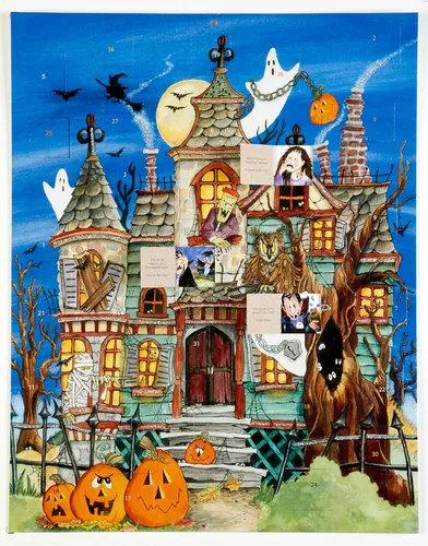 Vista 3 de Calendario de cuenta regresiva, diseño casa encantada.