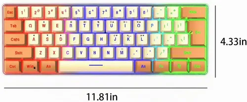 Vista 2 de Teclado mecánico para juegos de 61 teclas, teclado mecánico con cable, teclado portátil iluminado para computadora, laptop, escritorio, accesorios