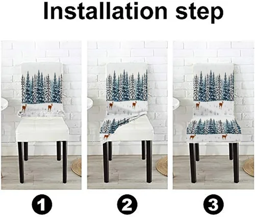 Vista 127 de CAPSCEOLL Christmas Dining Chair Covers,Snowflakes Festive Winter Pattern Stretch Chair Covers for Dining Room Set of 2 Washable Spandex Parson