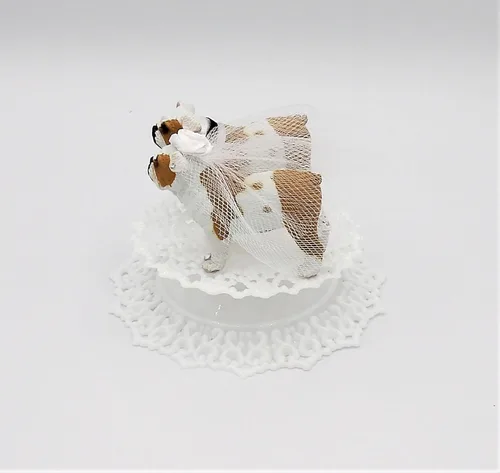 Vista 2 de Decoración para pastel de boda de novia y novio de Bulldog Inglés