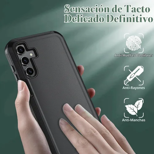 Vista 3 de Qinmay Funda para Samsung Galaxy A15 5G con protector de pantalla HD, resistente a los golpes y a las caídas, funda de 3 capas para Galaxy A15, Negro