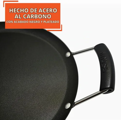 Vista 4 de IMUSA Comal redondo antiadherente de acero al carbono de 11 pulgadas con asas de tacto fresco, color negro