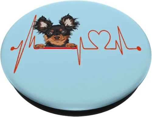 Vista 2 de Juguete ruso Terrier Heartbeat EKG My Dog Is My Valentine PopSockets intercambiables PopGrip