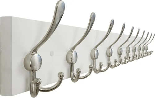 Vista 10 de SKOLOO Perchero de pared montado en la pared de estilo rústico: Perchero de pared de pino de madera auténtica de 40,6 cm de orificio a orificio