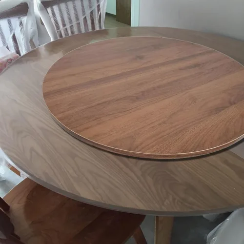 Vista 4 de Bandeja de madera Lazy Susan para servir, mesa giratoria de comedor en casa, bandeja organizadora de mesa de comedor, placa giratoria de cocina