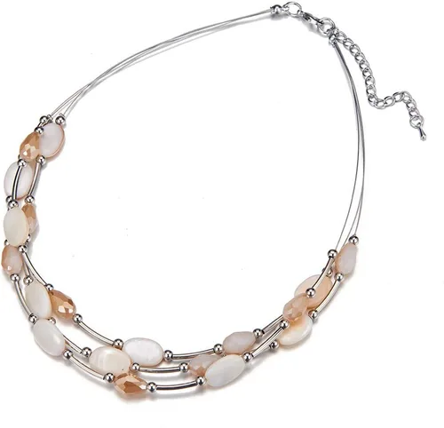 Vista 5 de Collar a capas con cristal para mujer, gargantilla con cadena de plata gruesa, regalo de cumpleaños para mujer